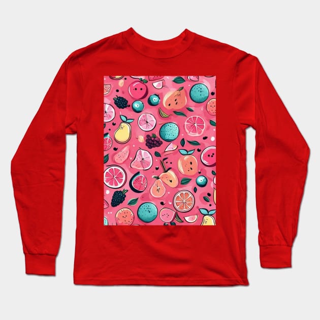 Cute fruits patterns, cute colorful fruits pattern gift ideas Long Sleeve T-Shirt by WeLoveAnimals